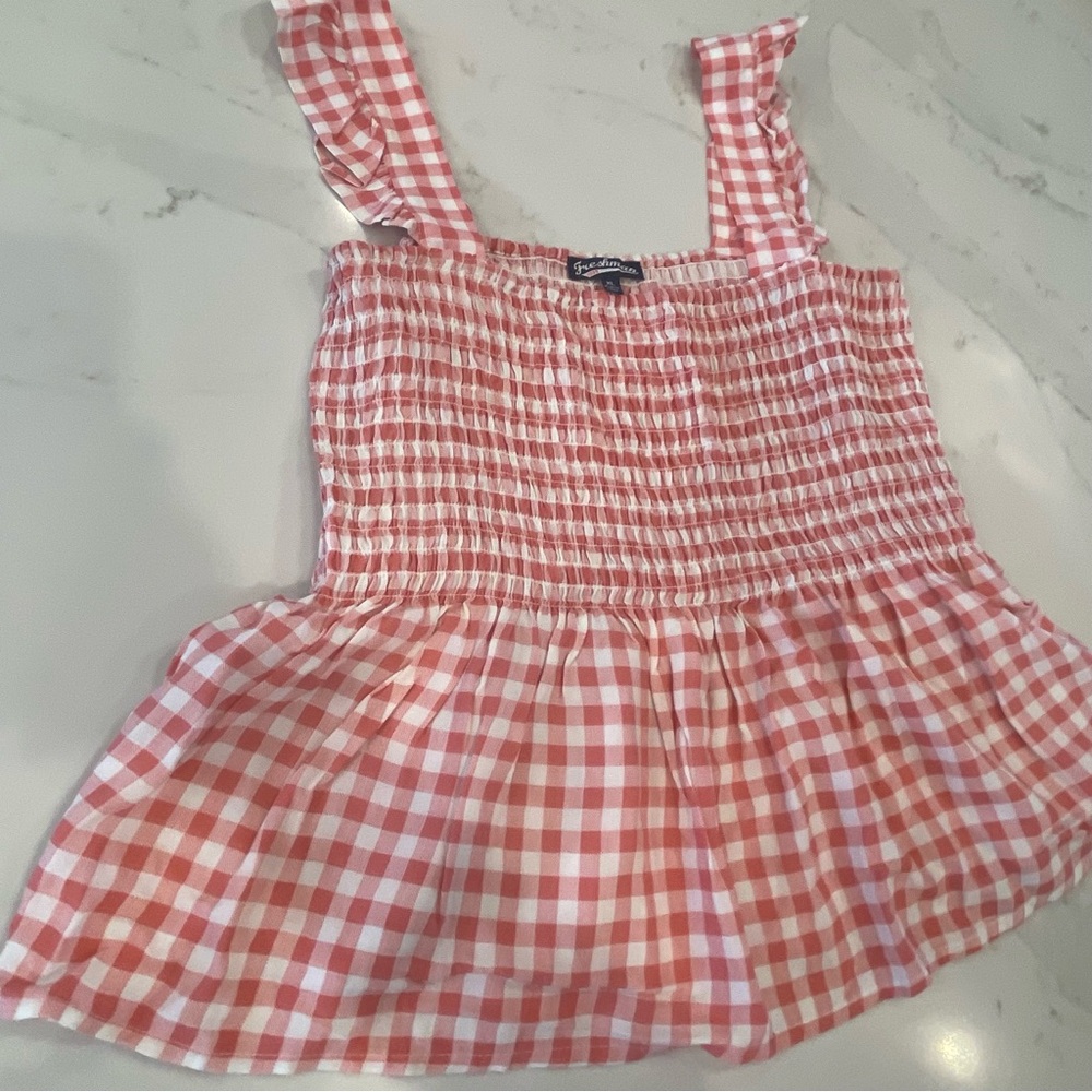 Women’s Light Red & White Gingham Top - Picture 1 of 12